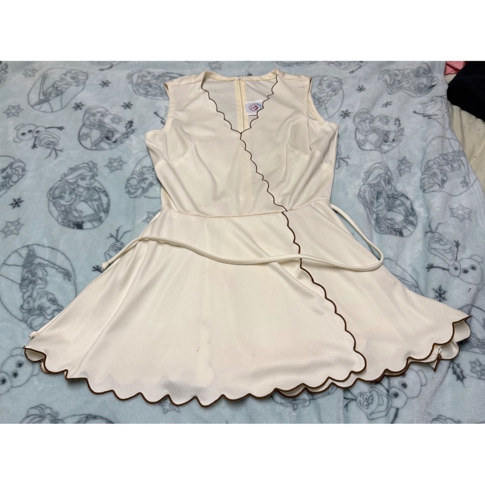 Vintage Loomtogs Tennis Whites Dress Cream Scalloped Hem ILGWU Union Made 12